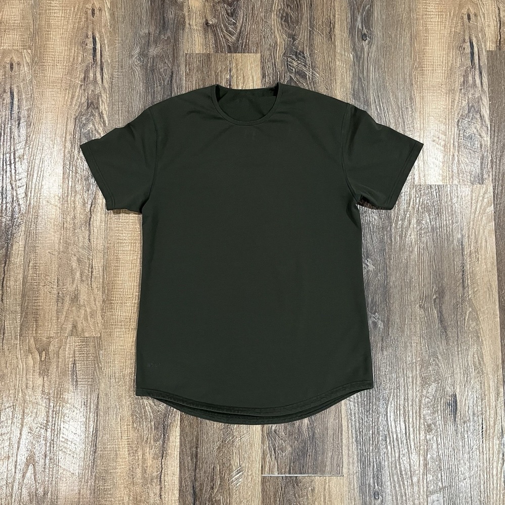BYLT Basics Drop-Cut Lux Tee Men's L Olive Green Curved Hem Stretch T-Shirt